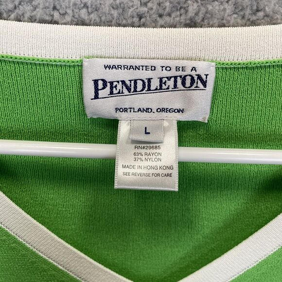 VTG Pendleton Womens Sweater Hong Kong Stretch Knit Sweater Top Green Large - Picture 7 of 11